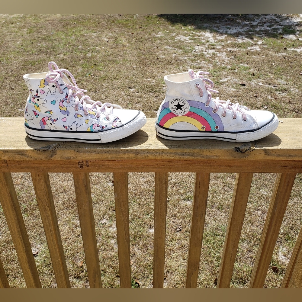 Converse Kids Chuck Taylor Unicorn/Rainbow High-Top Sneakers Size:2 (Junior)
